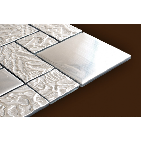Mozaic sticla argintiu cu insertii metalice GL007 Mozaic sticla argintiu cu insertii metalice GL007