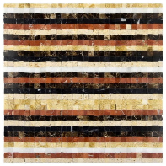 Mozaic marmura multicolor bej-maro-caramiziu-negru-alb MST035