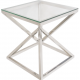 Masuta moderna argintie cu blat din sticla Grand 53x53 cm