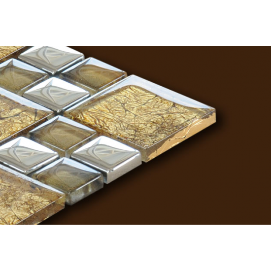 Mozaic sticla auriu cu insertii metalice XX-035 Mozaic sticla auriu cu insertii metalice XX-035
