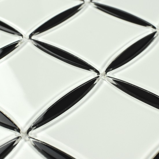 Mozaic alb cu negru din sticla MGL030 Mozaic alb cu negru din sticla MGL030